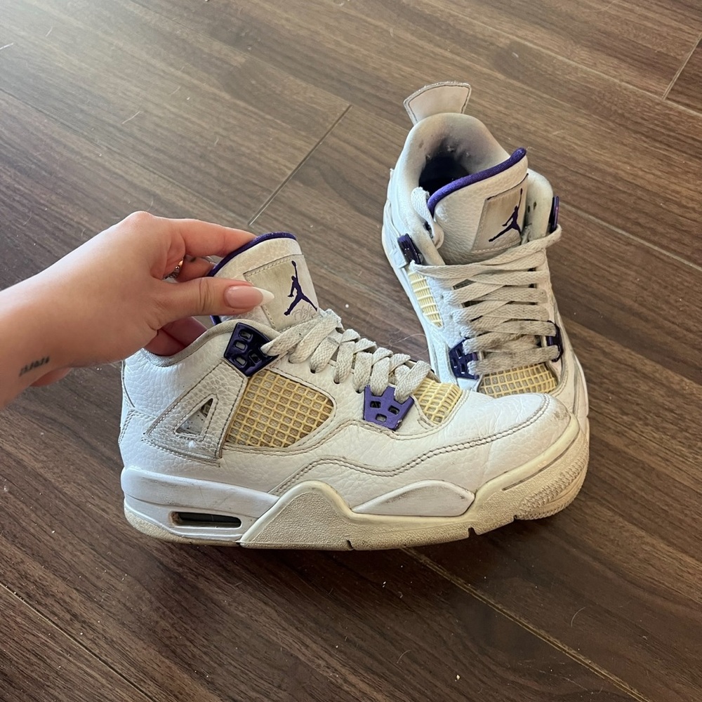 Air Jordan 4 IV Retro Purple Metallic White Size 5Y